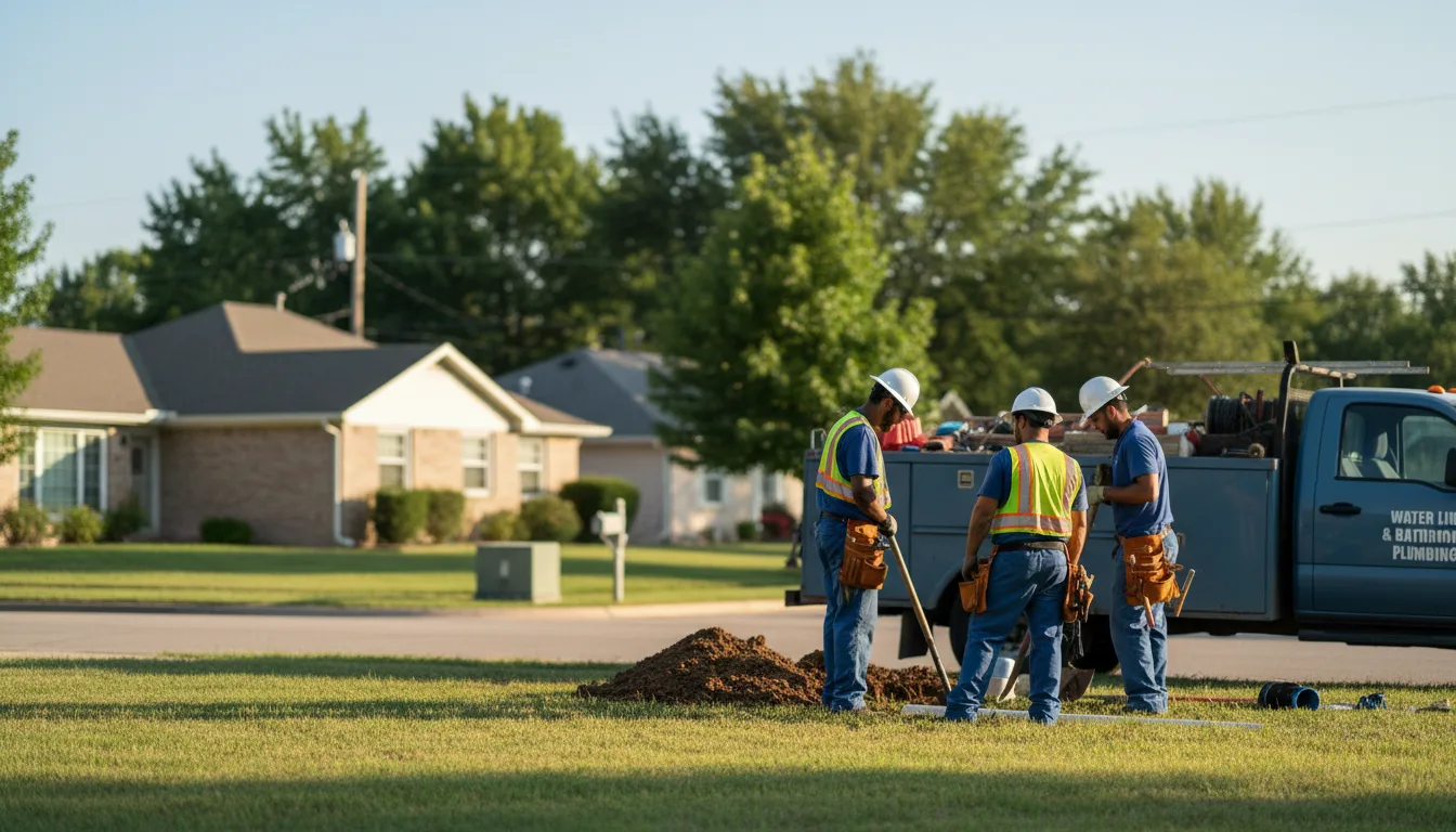 Residential water line and bathroom plumbing service in Sidney, TX